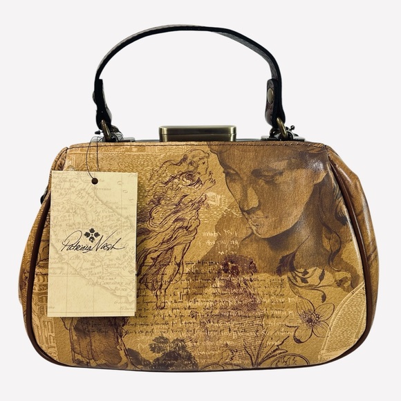 Patricia Nash Gracchi Italian Sketchbok Leather Satchel Handbag Purse - Picture 7 of 11